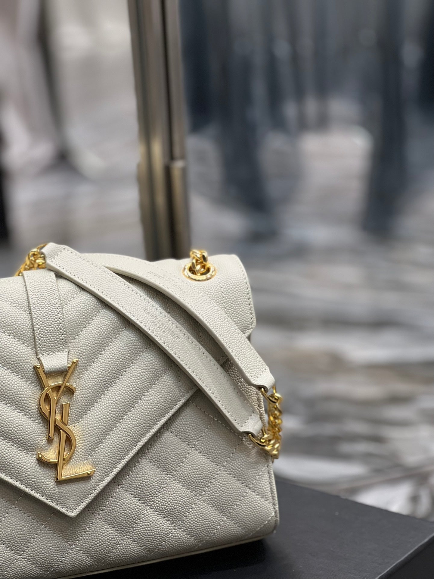 Ysl Envelope Bag Medium White 487206