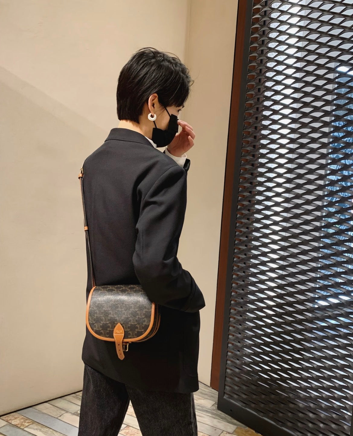 Celine Mini Triomphe Coated Canvas Besace Crossbody Bag